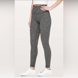 Lululemon Wunder Under High Rise Tight 8 Black White Legging Run Gym Active